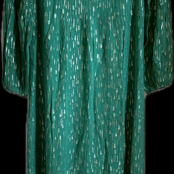 Lilly Pulitzer Creme Long Sleeve Maxi Dress NWT Size 4 Green w/ Metallic Shimmer - Picture 3 of 12